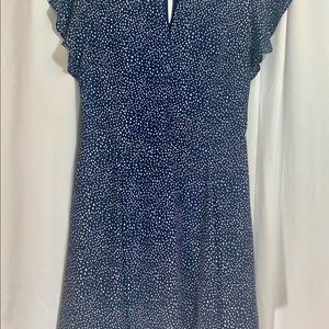 Banana Republic Navy Short Flutter Sleeve Polka Dot Dress